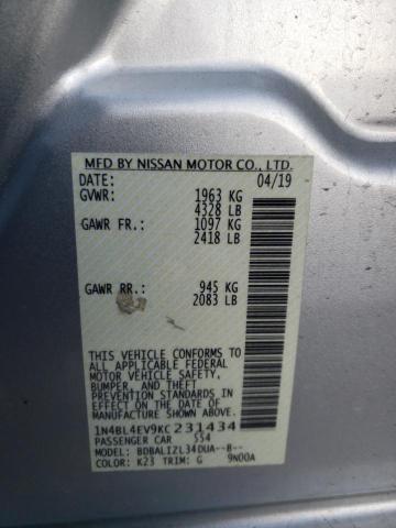 1N4BL4EV9KC231434 - 2019 NISSAN ALTIMA SL SILVER photo 12