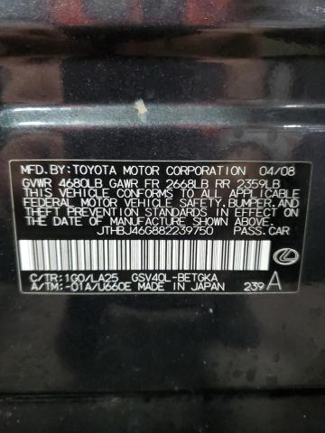 JTHBJ46G882239750 - 2008 LEXUS ES 350 CHARCOAL photo 12