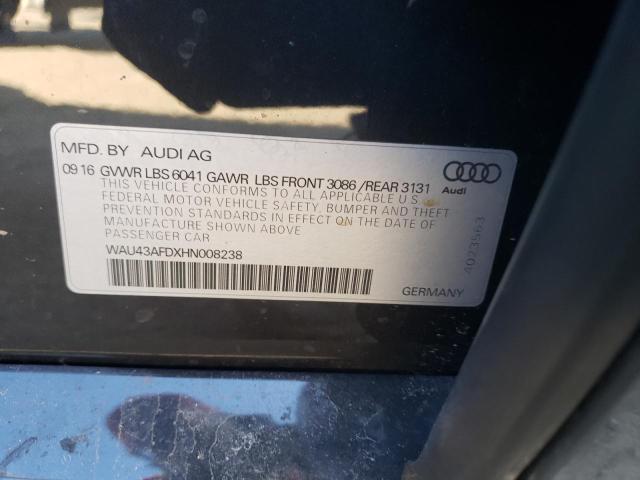 WAU43AFDXHN008238 - 2017 AUDI A8 L QUATTRO BLACK photo 12