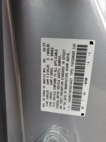 1HGCM71397A014407 - 2007 HONDA ACCORD LX SILVER photo 12