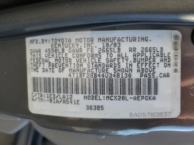 4T1BF28B44U348130 - 2004 TOYOTA AVALON XL GRAY photo 13