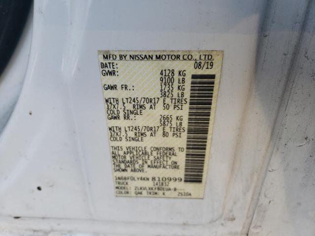 1N6BF0LY4KN810999 - 2019 NISSAN NV 2500 S WHITE photo 13