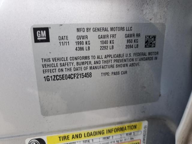 1G1ZC5E04CF215458 - 2012 CHEVROLET MALIBU 1LT SILVER photo 12