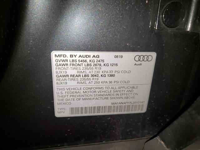 WA1ANAFY7L2010147 - 2020 AUDI Q5 PREMIUM GRAY photo 12