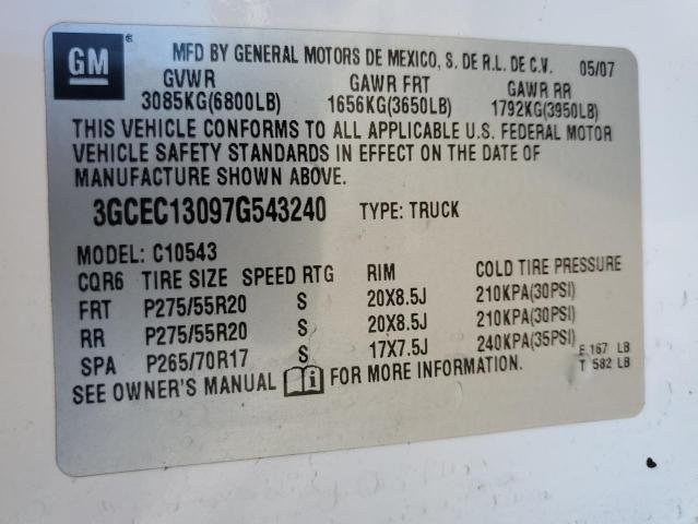 3GCEC13097G543240 - 2007 CHEVROLET SILVERADO C1500 CREW CAB WHITE photo 12