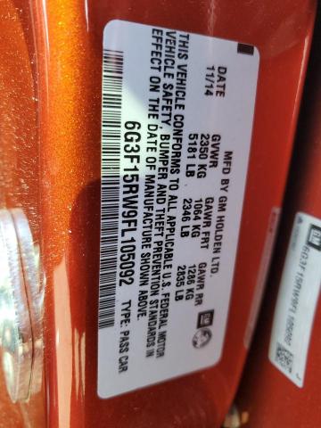 6G3F15RW9FL105092 - 2015 CHEVROLET SS ORANGE photo 12