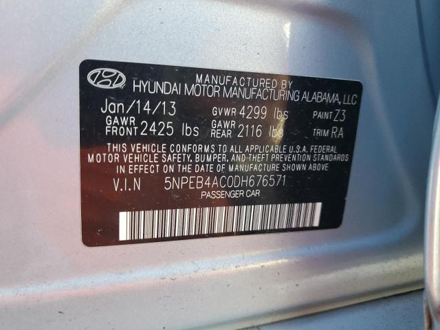 5NPEB4AC0DH676571 - 2013 HYUNDAI SONATA GLS SILVER photo 12