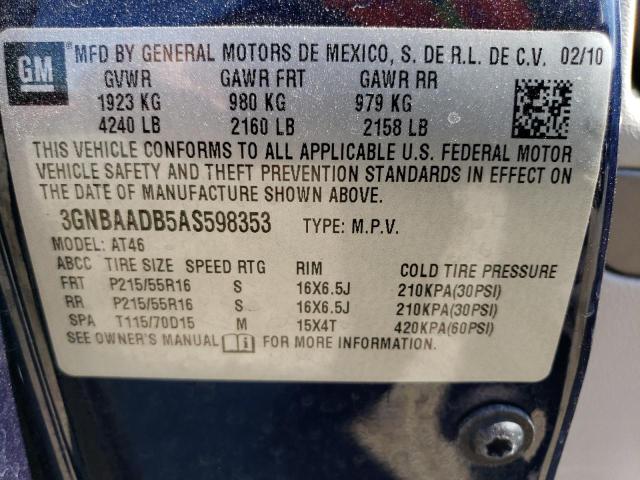 3GNBAADB5AS598353 - 2010 CHEVROLET HHR LS 蓝色 照片 14