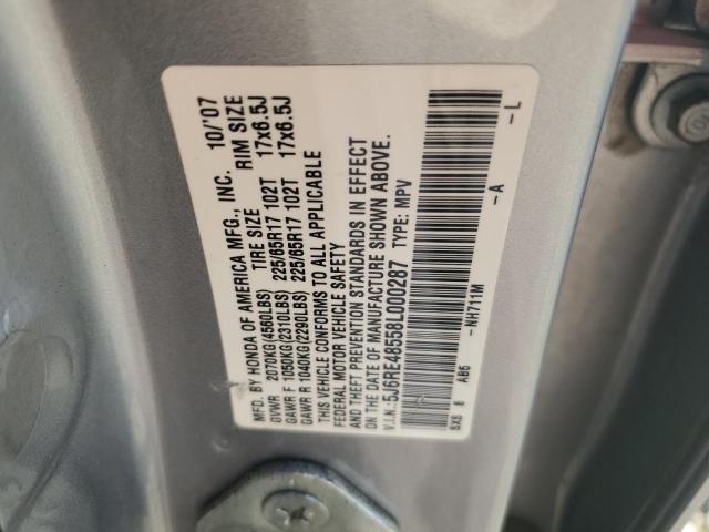 5J6RE48558L000287 - 2008 HONDA CR-V EX SILVER photo 13