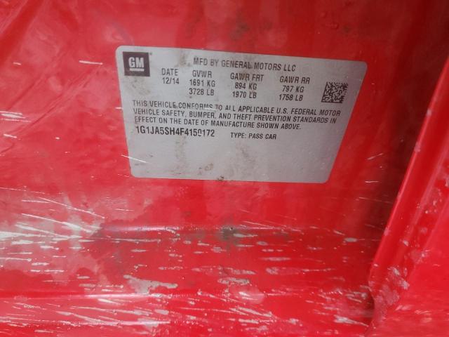 1G1JA5SH4F4150172 - 2015 CHEVROLET SONIC LS 红色 照片 12