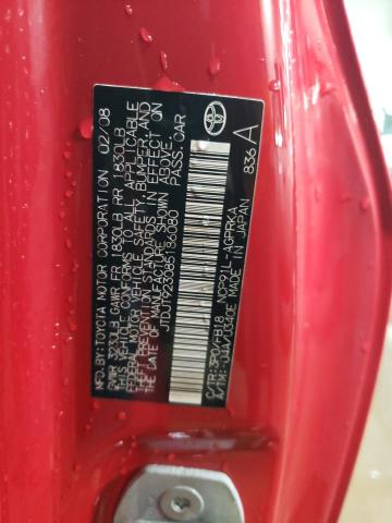 JTDJT923085186080 - 2008 TOYOTA YARIS RED photo 13