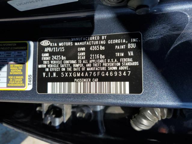 5XXGM4A76FG469347 - 2015 KIA OPTIMA LX BLUE photo 12