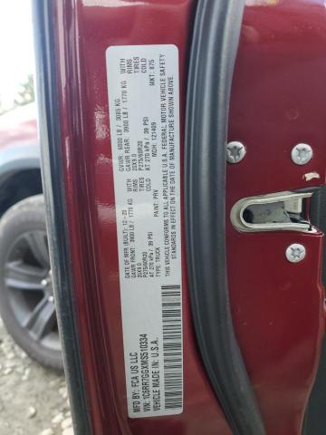 1C6RR7GGXMS510334 - 2021 RAM 1500 CLASS SLT მუქწითელი ფოტო 12