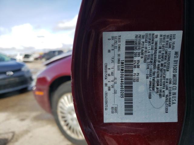 1MEFM50U44G603205 - 2004 MERCURY SABLE GS BURGUNDY photo 13