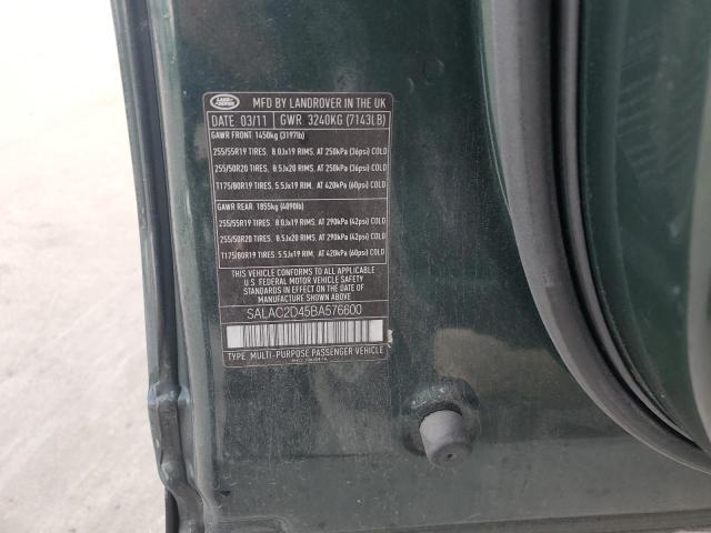SALAC2D45BA576600 - 2011 LAND ROVER LR4 მწვანე ფოტო 12