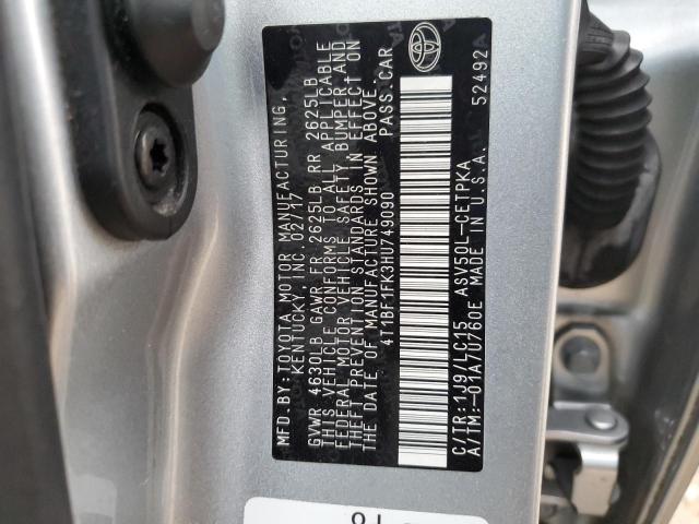 4T1BF1FK3HU749090 - 2017 TOYOTA CAMRY LE SILVER photo 13