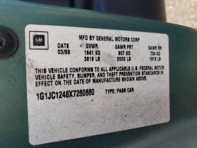 1G1JC1248X7260660 - 1999 CHEVROLET CAVALIER BASE GREEN photo 12