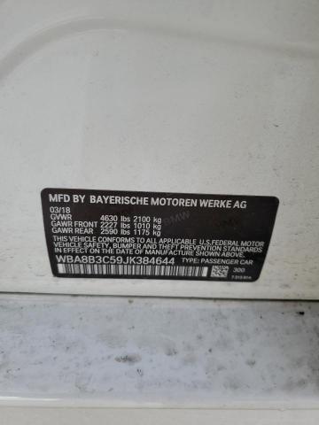 WBA8B3C59JK384644 - 2018 BMW 340I I WHITE photo 12