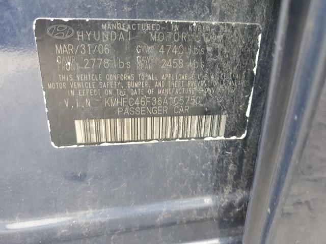 KMHFC46F36A105750 - 2006 HYUNDAI AZERA SE BLUE photo 12