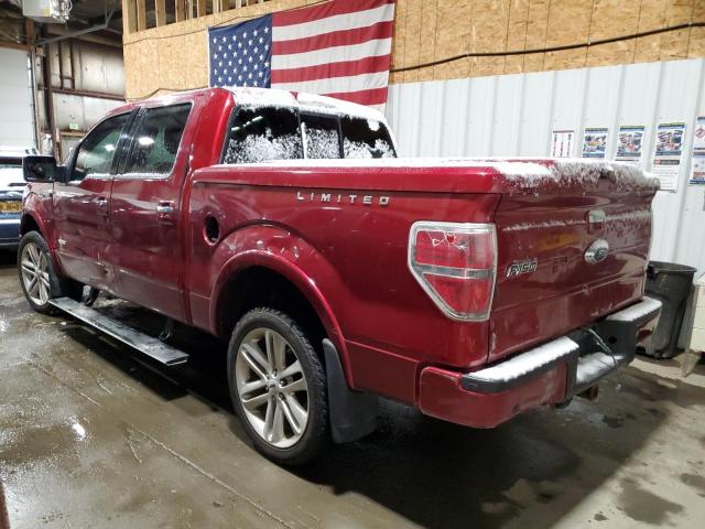 1FTFW1ET1DFA06345 - 2013 FORD F150 SUPERCREW RED photo 2