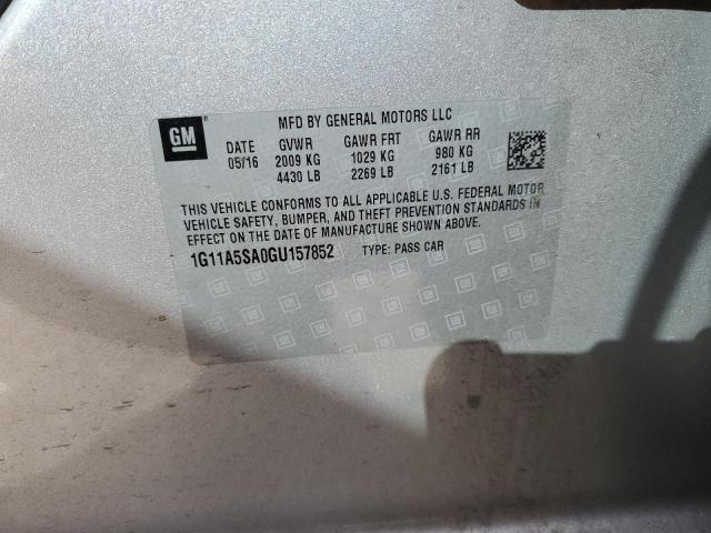1G11A5SA0GU157852 - 2016 CHEVROLET MALIBU LIM LS 银色 照片 13