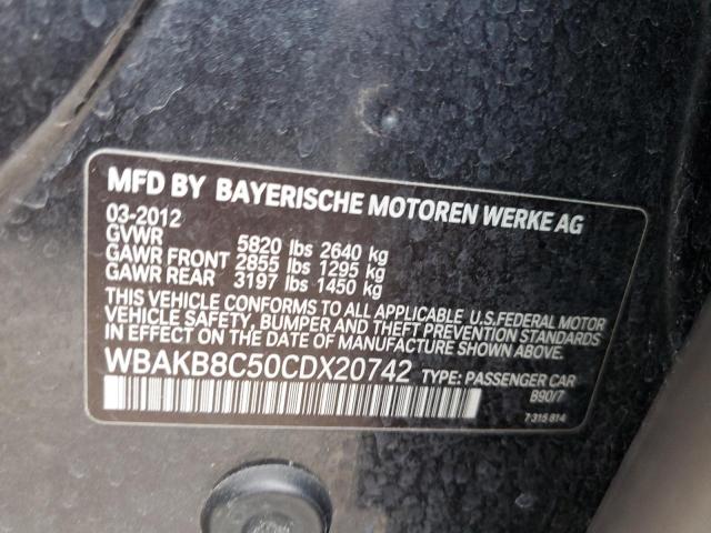 WBAKB8C50CDX20742 - 2012 BMW 750 LI BLACK photo 12