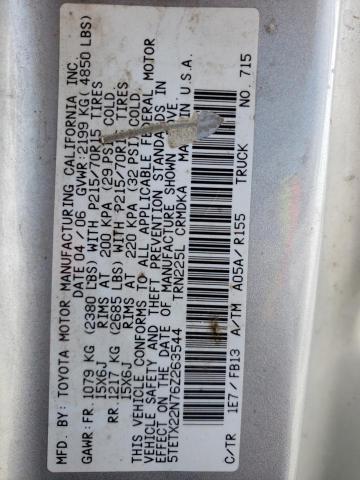 5TETX22N76Z263544 - 2006 TOYOTA TACOMA ACCESS CAB Күміс фото 13
