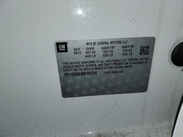 1G11C5SA4DF352749 - 2013 CHEVROLET MALIBU 1LT თეთრი ფოტო 12