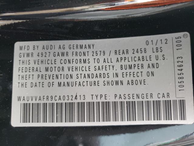 WAUVVAFR9CA032413 - 2012 AUDI S5 PRESTIGE BLACK photo 12