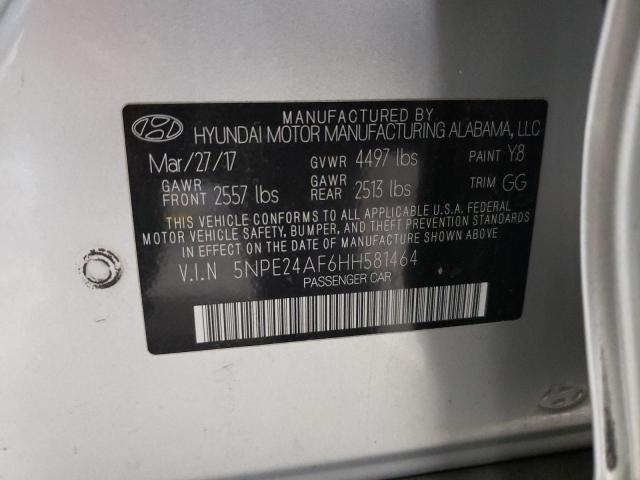 5NPE24AF6HH581464 - 2017 HYUNDAI SONATA SE SILVER photo 12