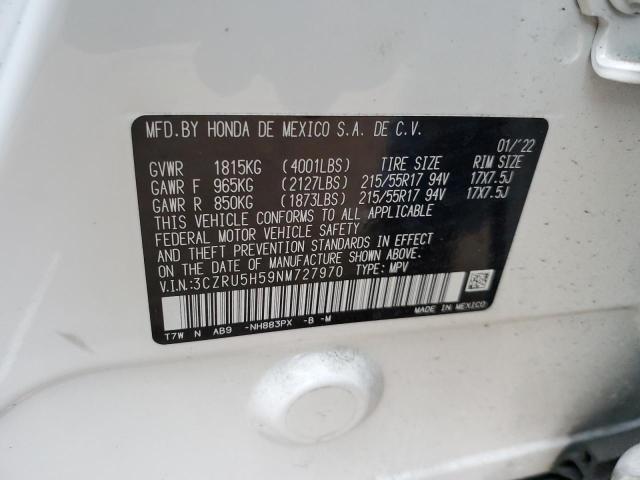 3CZRU5H59NM727970 - 2022 HONDA HR-V EX WHITE photo 13