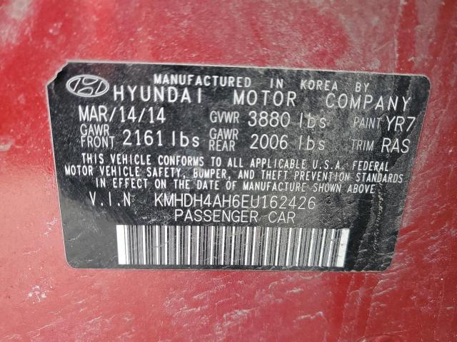 KMHDH4AH6EU162426 - 2014 HYUNDAI ELANTRA SE RED photo 12