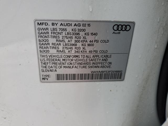 WA1VMBFE3FD016892 - 2015 AUDI Q7 TDI PRESTIGE WHITE photo 13