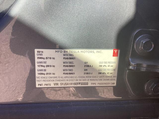 5YJSA1H16EFP33333 - 2014 TESLA MODEL S ვერცხლისფერი ფოტო 10