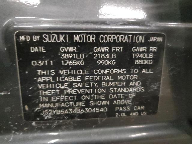 JS2YB5A34B6304540 - 2011 SUZUKI SX4 CHARCOAL photo 12