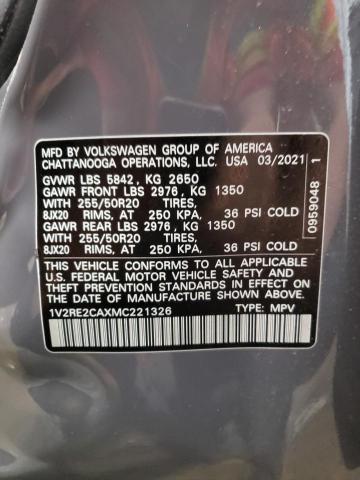 1V2RE2CAXMC221326 - 2021 VOLKSWAGEN ATLAS CROS SE Boz foto 12