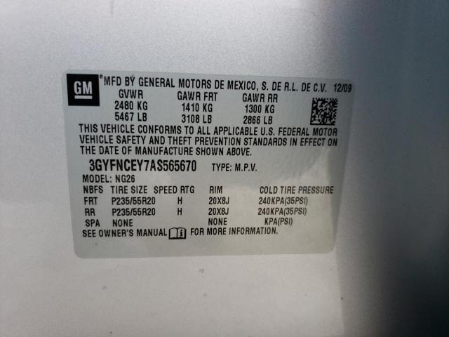 3GYFNCEY7AS565670 - 2010 CADILLAC SRX PREMIUM COLLECTION SILVER photo 12