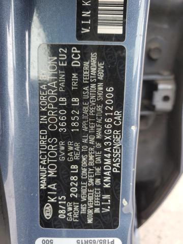 KNADM4A3XG6612006 - 2016 KIA RIO LX BLUE photo 13