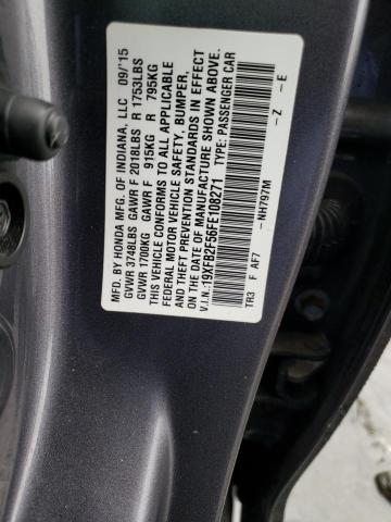 19XFB2F56FE108271 - 2015 HONDA CIVIC LX GRAY photo 13