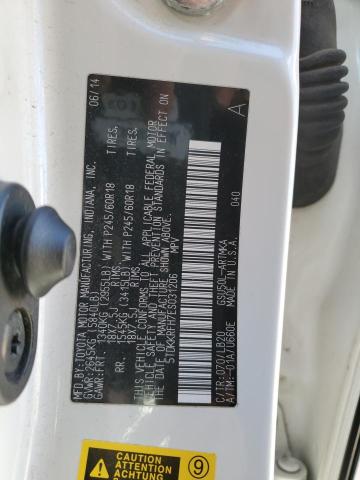 5TDKKRFH7ES031206 - 2014 TOYOTA HIGHLANDER XLE WHITE photo 13