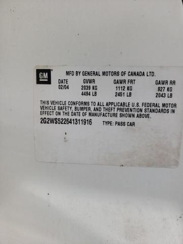 2G2WS522641311916 - 2004 PONTIAC GRAND PRIX GT2 თეთრი ფოტო 12