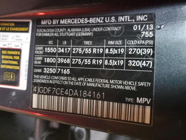 4JGDF7CE4DA184161 - 2013 MERCEDES-BENZ GL 450 4MATIC CHARCOAL photo 13