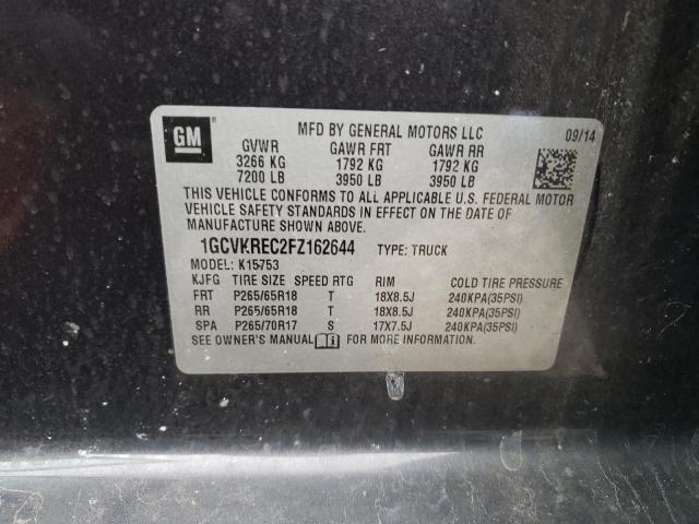 1GCVKREC2FZ162644 - 2015 CHEVROLET SILVERADO K1500 LT GRAY photo 12