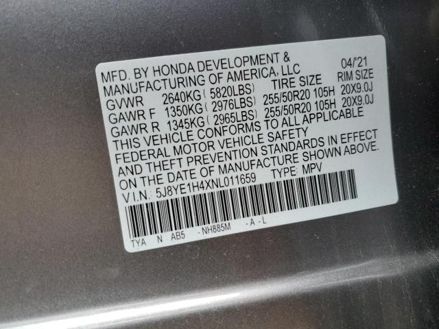 5J8YE1H4XNL011659 - 2022 ACURA MDX TECHNOLOGY GRAY photo 14