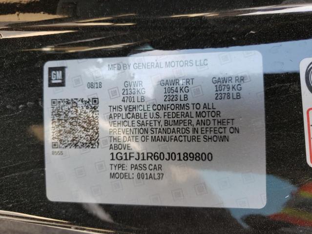 1G1FJ1R60J0189800 - 2018 CHEVROLET CAMARO ZL1 黑色 照片 12