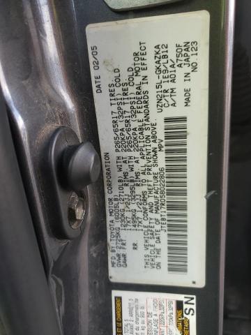 JTEBT17R058022806 - 2005 TOYOTA 4RUNNER LIMITED GRAY photo 13