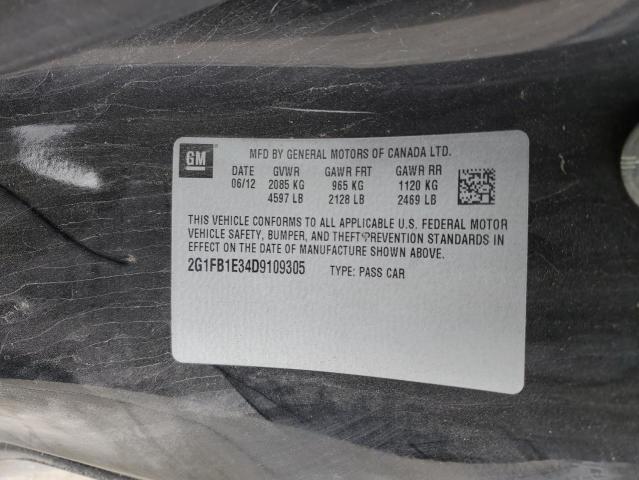 2G1FB1E34D9109305 - 2013 CHEVROLET CAMARO LT BLACK photo 12