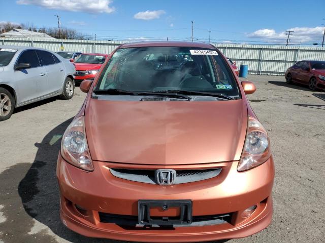 JHMGD37697S046969 - 2007 HONDA FIT S ORANGE photo 5