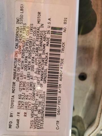 5TEJU62N56Z311534 - 2006 TOYOTA TACOMA DOUBLE CAB PRERUNNER WHITE photo 12