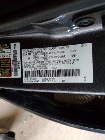 5TFUW5F17HX616651 - 2017 TOYOTA TUNDRA DOUBLE CAB SR/SR5 GRAY photo 12